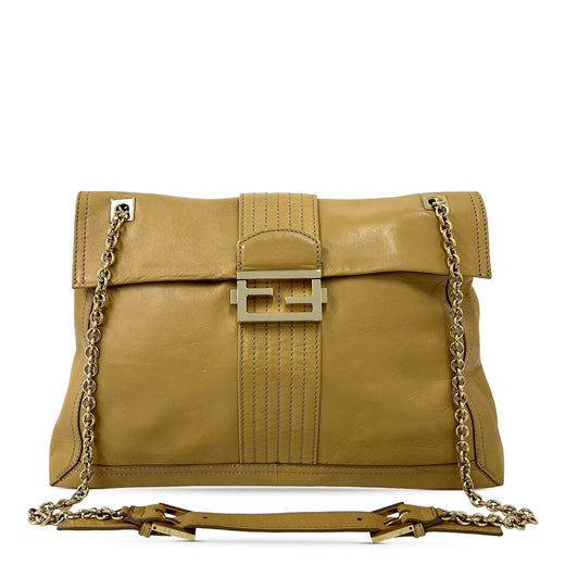 Leather Maxi Baguette Flap Bag - Image 1