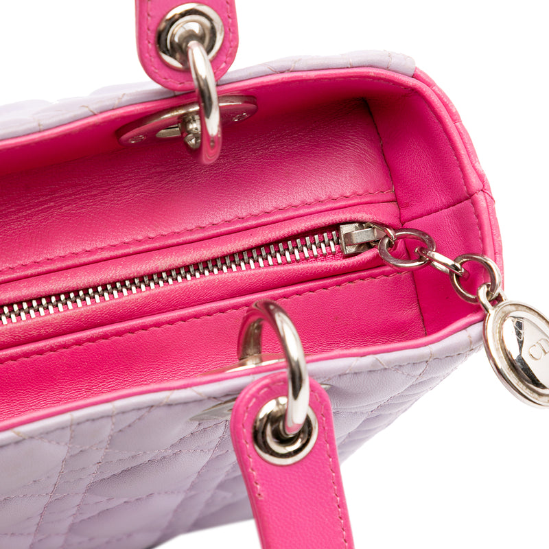 Medium Bicolor Lambskin Cannage Lady Dior - Image 8