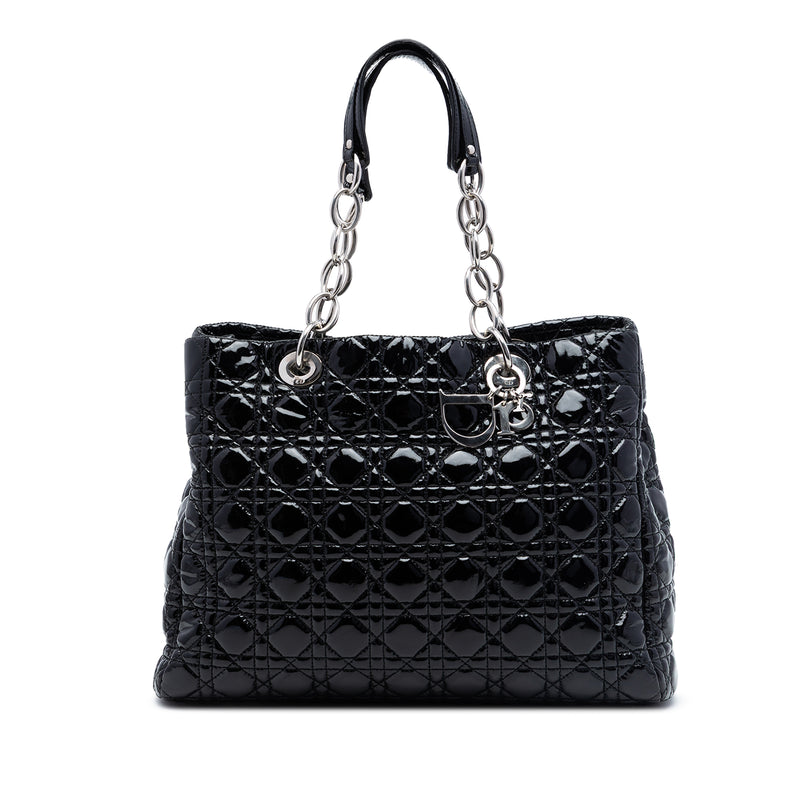 Large Patent Cannage Lady Dior Soft Shopping Tote