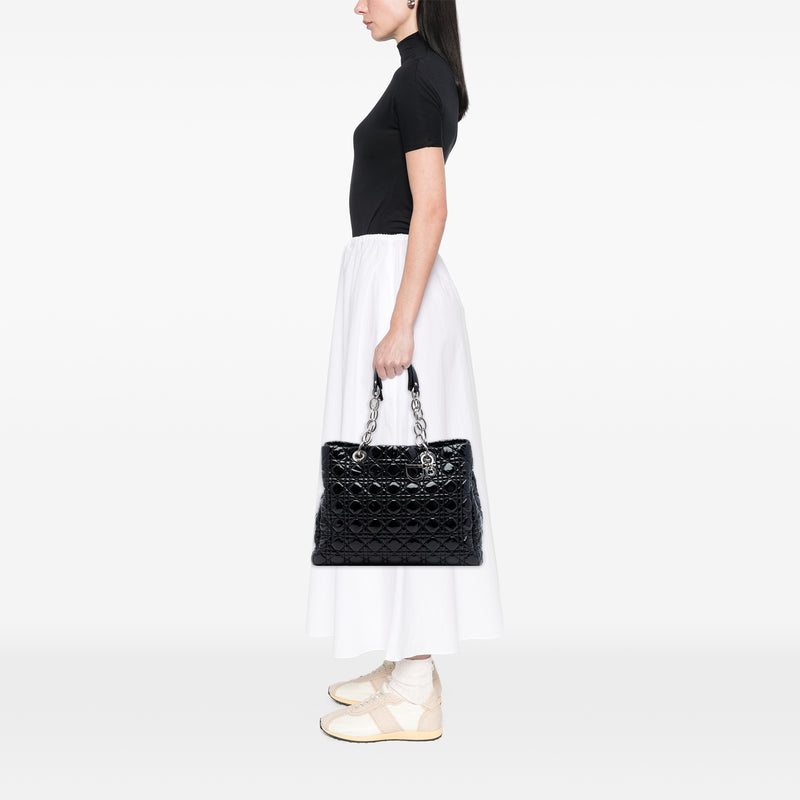 Large Patent Cannage Lady Dior Soft Shopping Tote - Image 6
