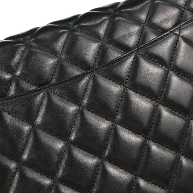 Chanel Vintage Classic Top Handle Flap Quilted Lambskin Black Leather Bag