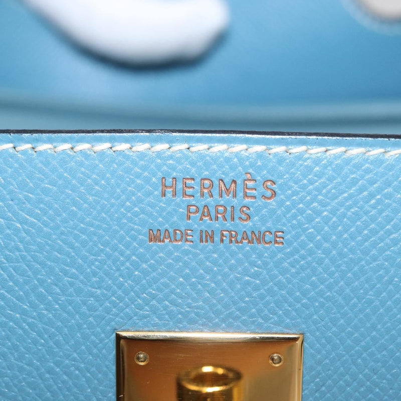 Hermes Birkin Blue Epsom With Gold Hardware Leather Bag