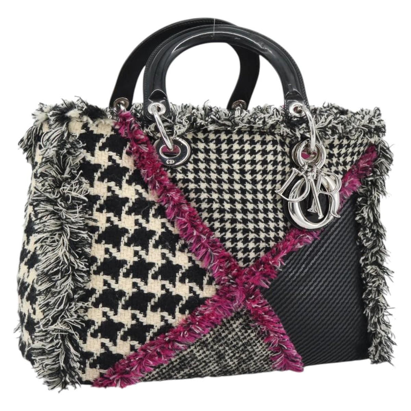 Christian Dior Diorissimo Patchwork Tweed Black Canvas Bag
