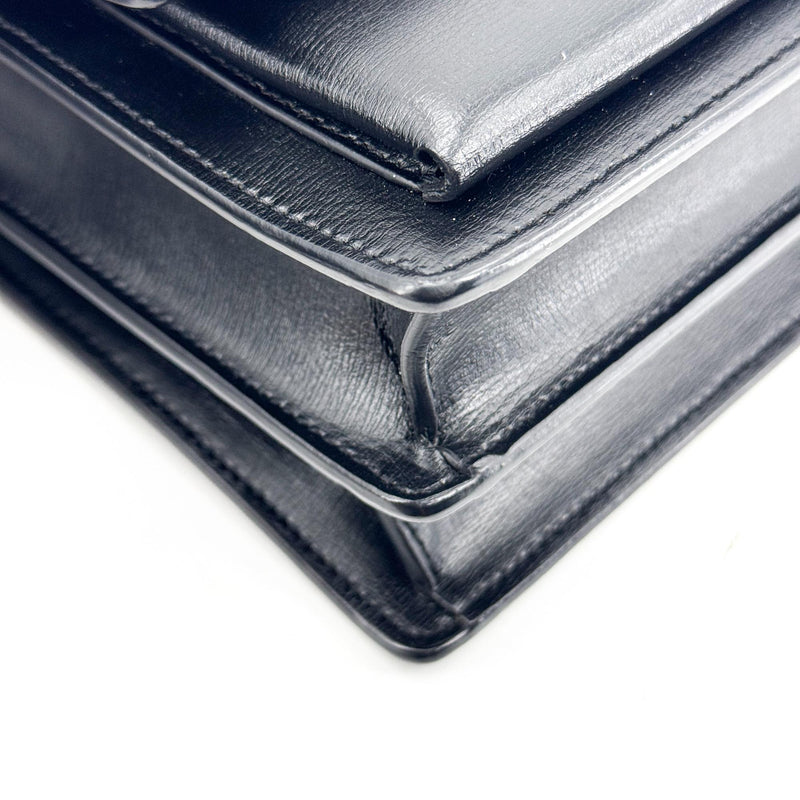 Saint Laurent Sunset Leather Black Calfskin Bag