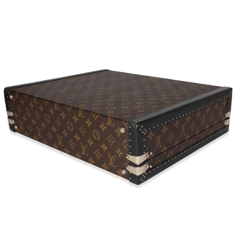 Louis Vuitton Monogram Macassar President Briefcase Black; Brown Coated Canvas; Leather Handbag