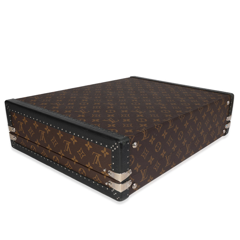 Louis Vuitton Monogram Macassar President Briefcase Black; Brown Coated Canvas; Leather Handbag