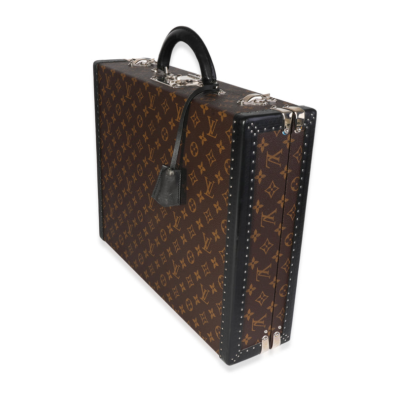 Louis Vuitton Monogram Macassar President Briefcase Black; Brown Coated Canvas; Leather Handbag