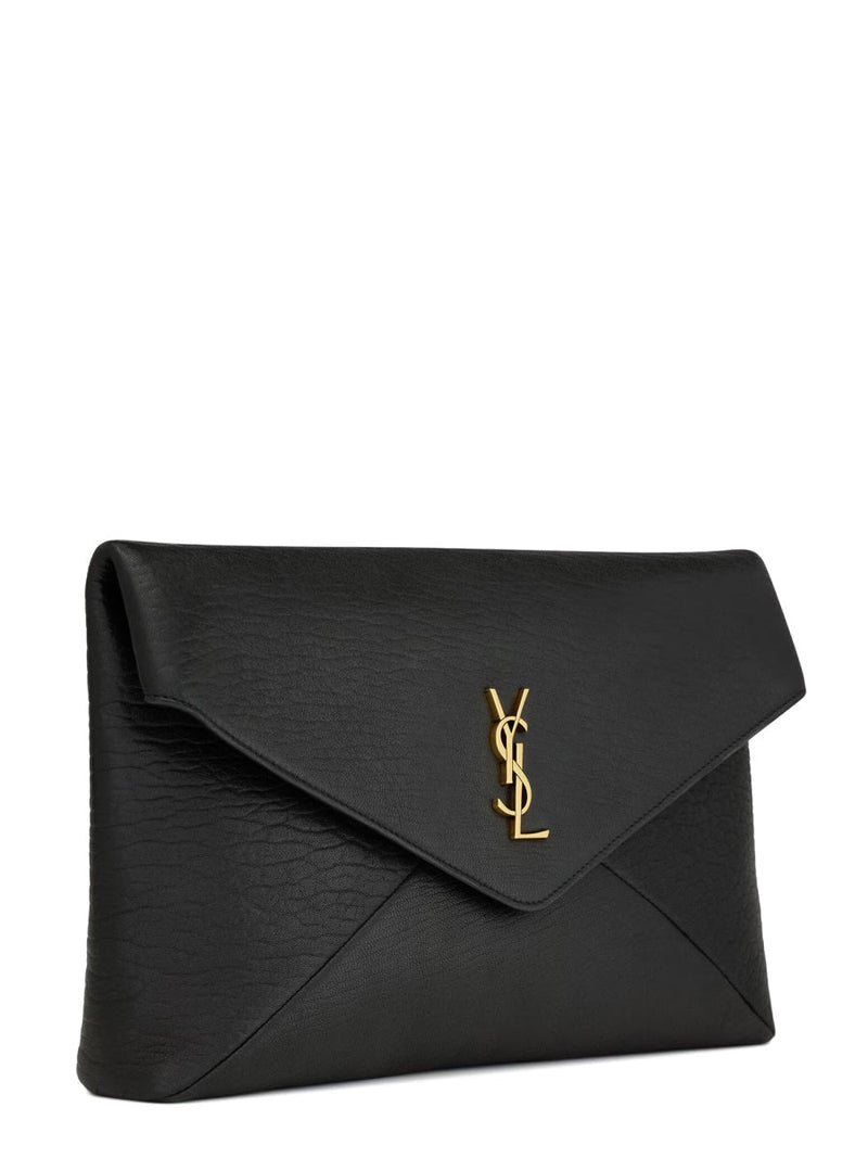 Saint Laurent Cassandre Clutch — Black Lambskin