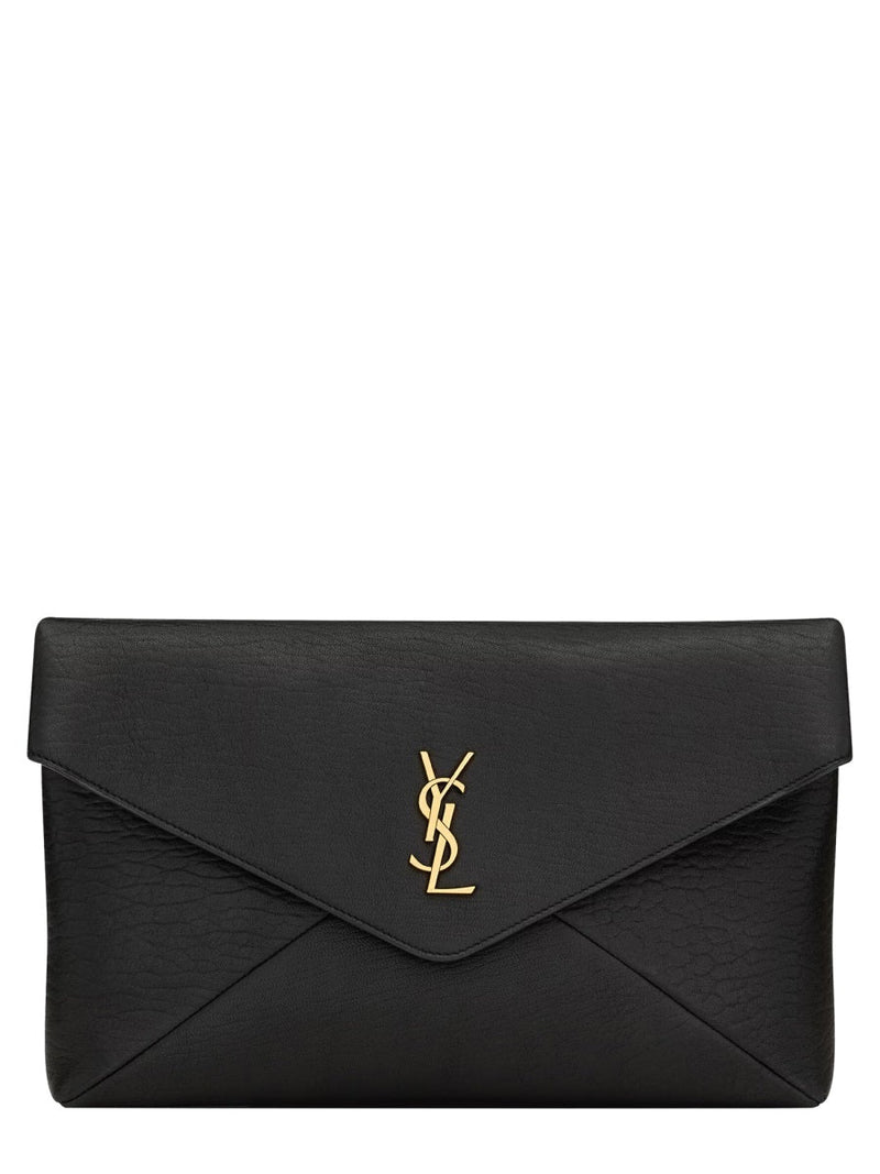 Saint Laurent Cassandre Clutch — Black Lambskin