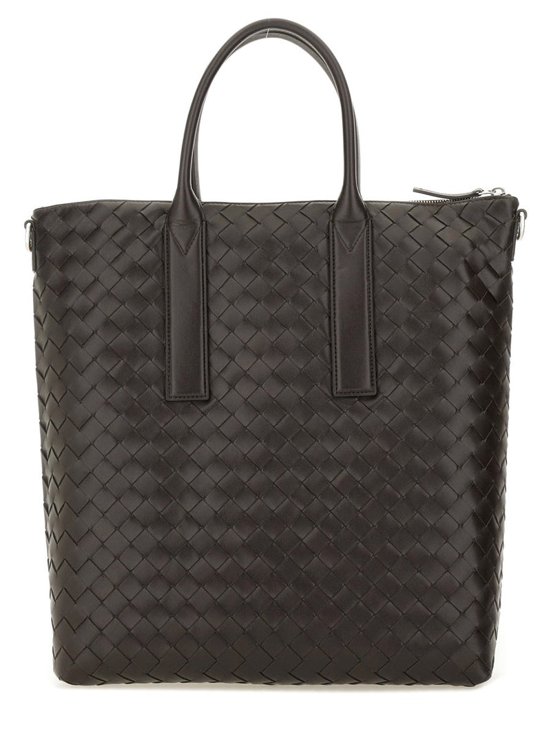 Bottega Veneta Interlaced Calfskin Tote Bag — Brown