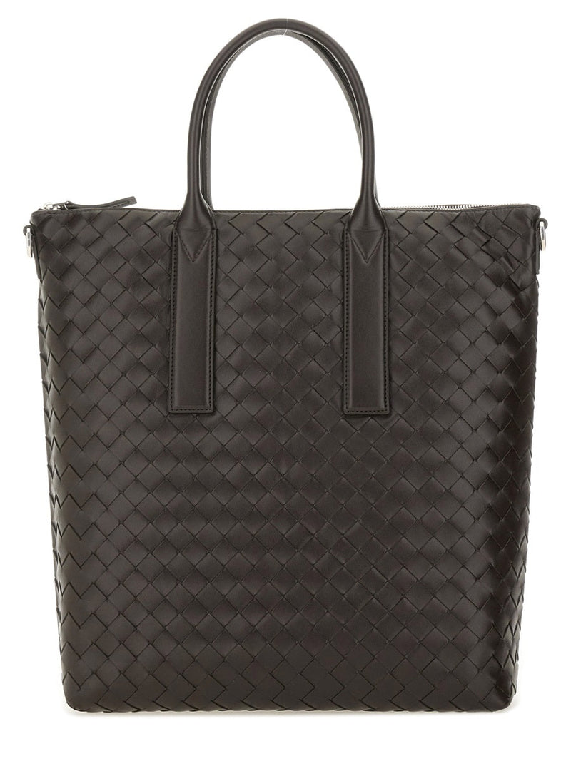 Bottega Veneta Interlaced Calfskin Tote Bag — Brown