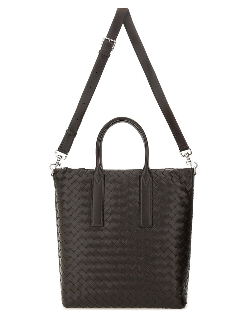 Bottega Veneta Interlaced Calfskin Tote Bag — Brown