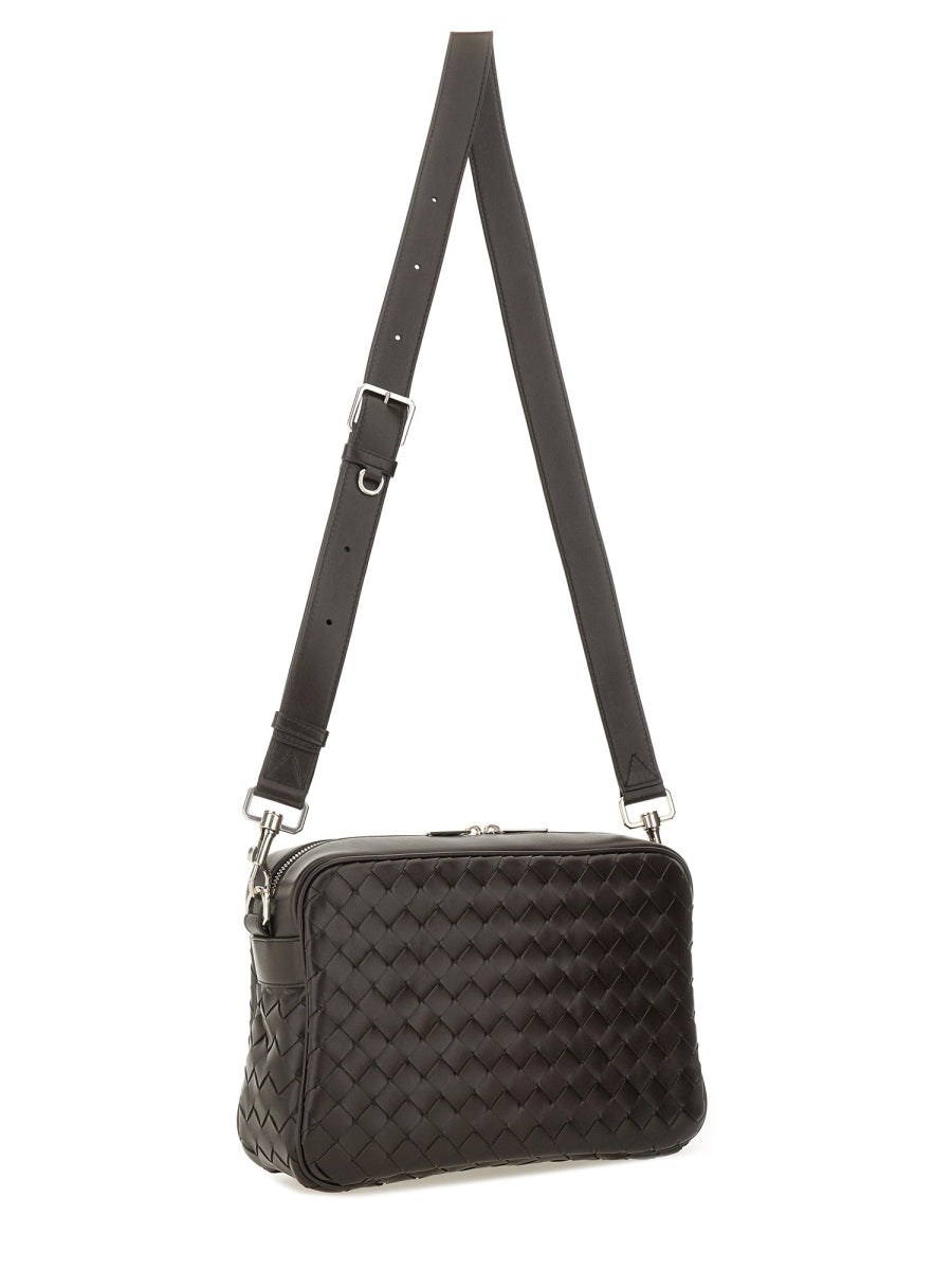 Bottega Veneta Intracciated Shoulder Bag — Brown Calfskin