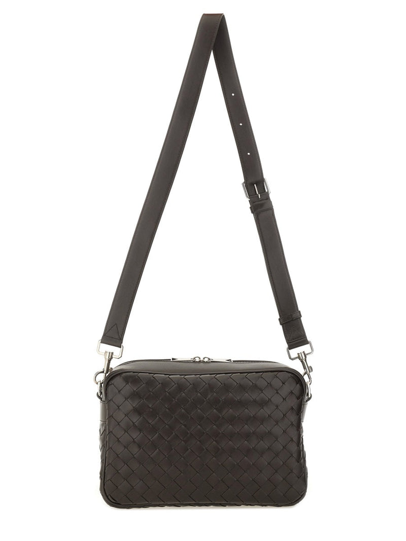 Bottega Veneta Intracciated Shoulder Bag — Brown Calfskin