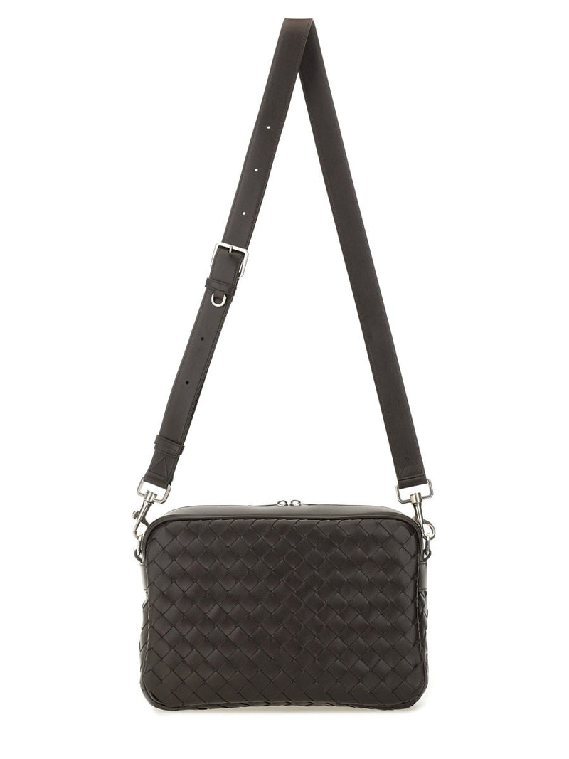 Bottega Veneta Intracciated Shoulder Bag — Brown Calfskin