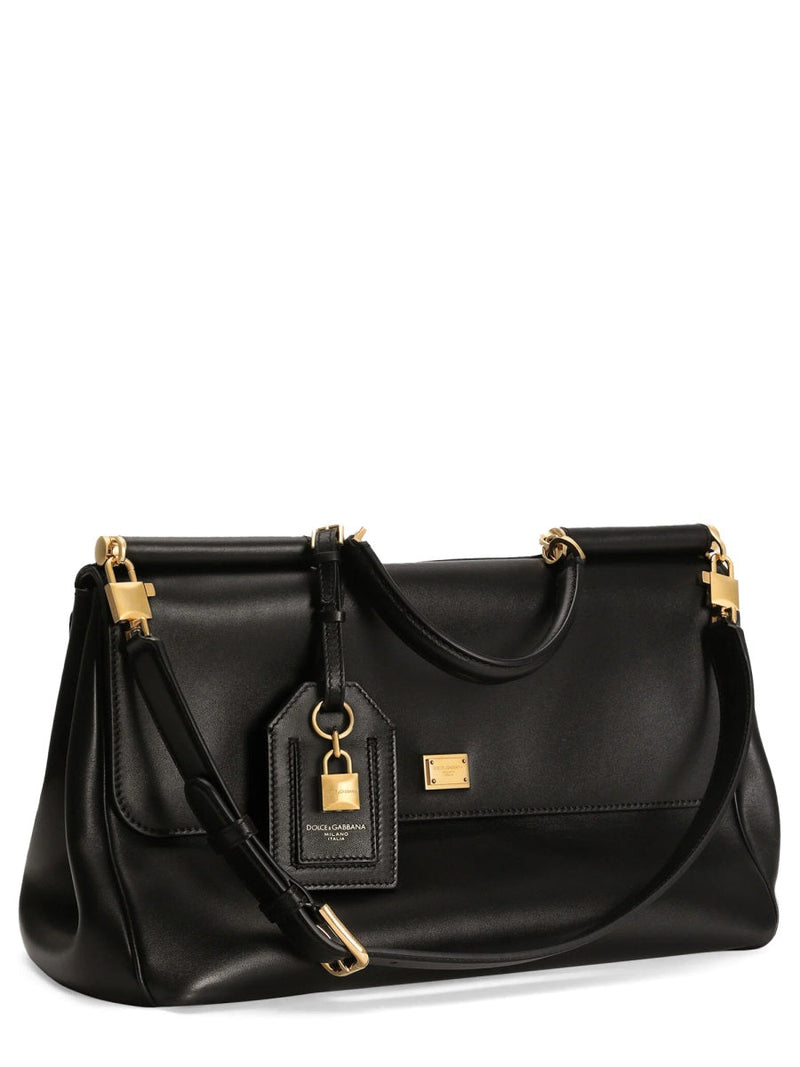 Dolce & Gabbana My Sicily Shoulder Bag — Black Leather