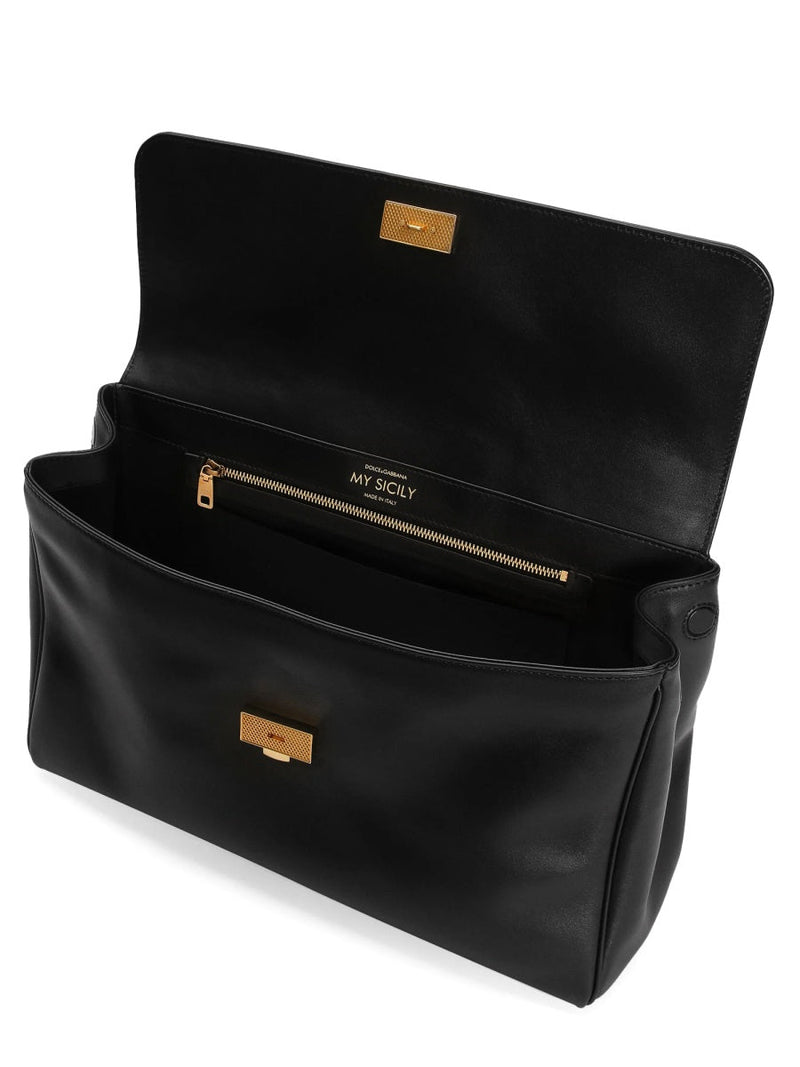 Dolce & Gabbana My Sicily Shoulder Bag — Black Leather