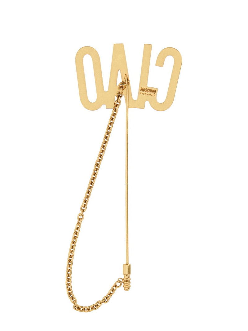 Moschino Hello Brass Tie Clip — Gold Clips