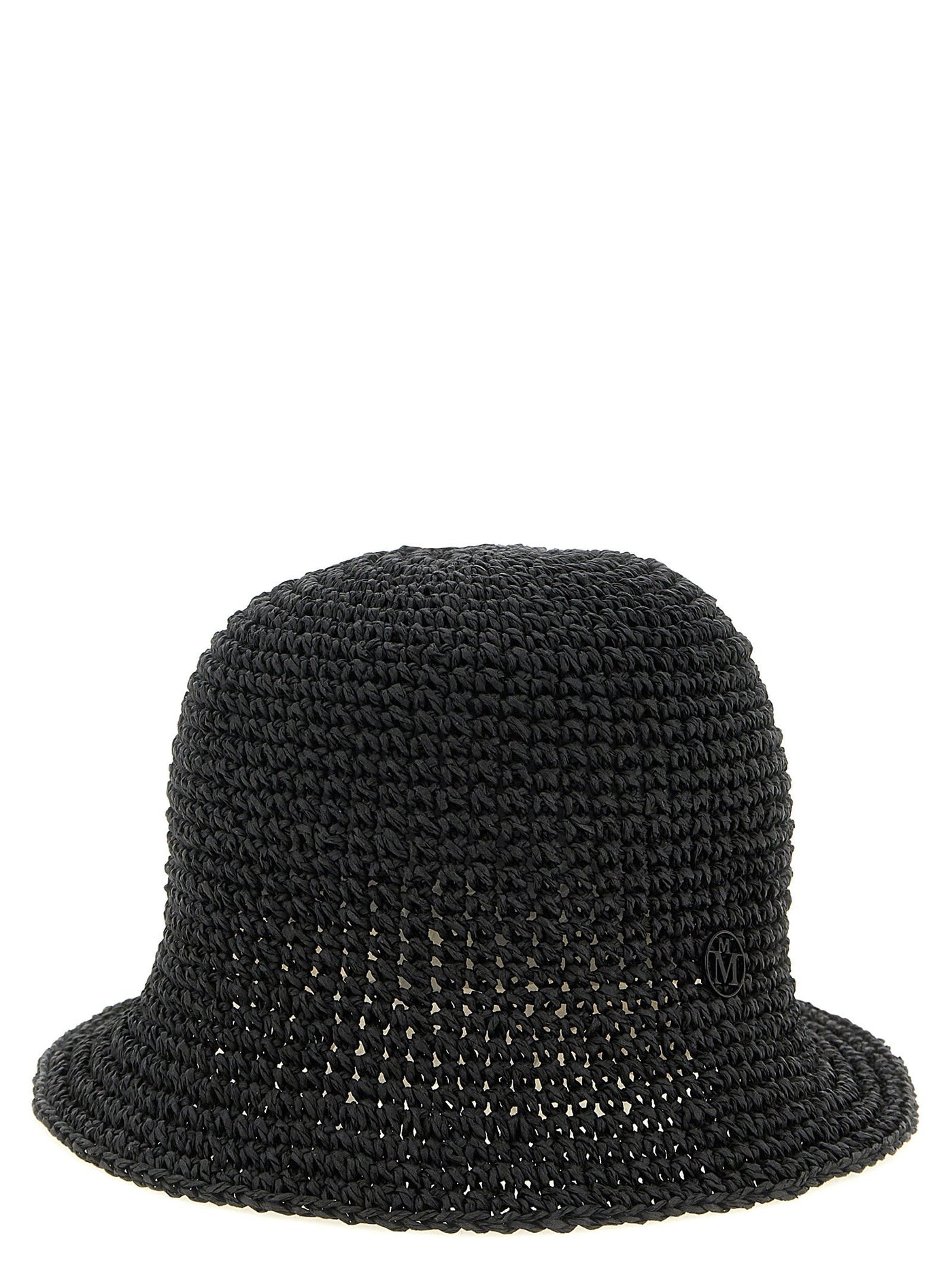 Maison Michel Crocheted Straw Bucket Hat — Black