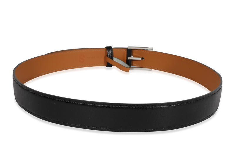Hermès Noir Box & Gold Chamonix James 32 Belt 90 Black Leather