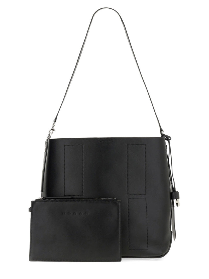 Hogan Hobo Bag — Black Leather