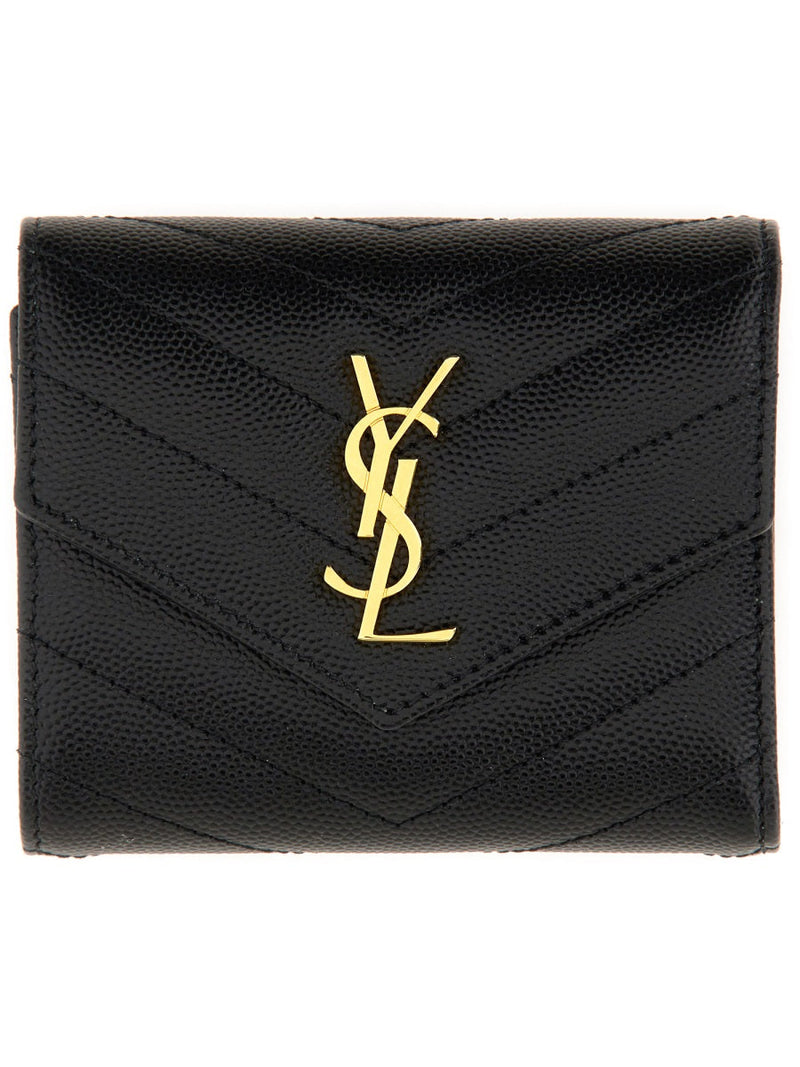 Saint Laurent Cassandre Matelassé Wallet — Black Calf Leather & Purses