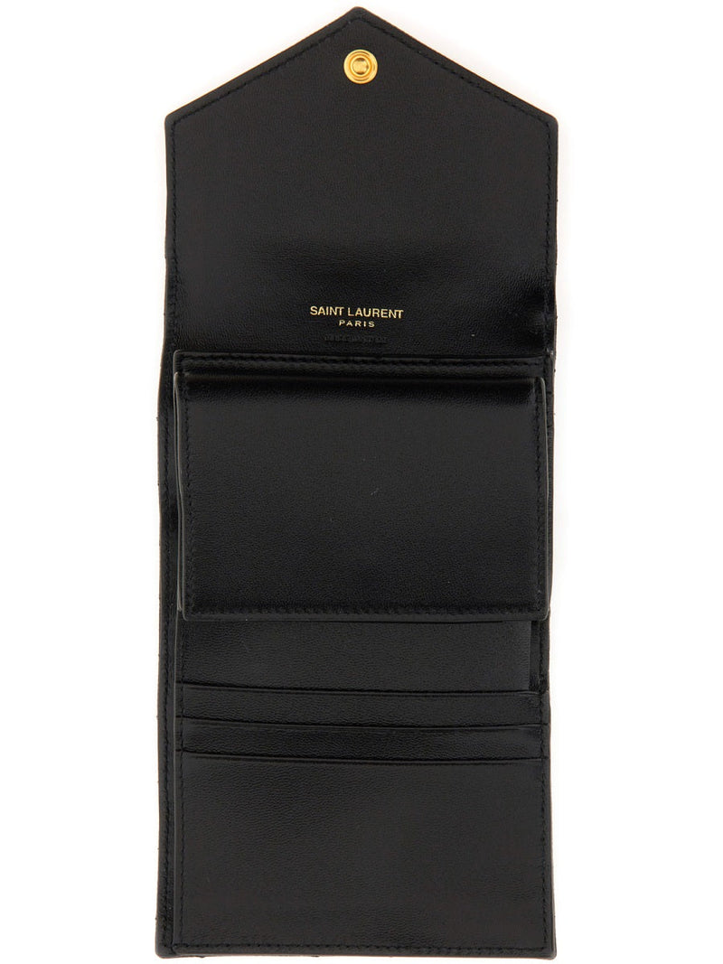 Saint Laurent Cassandre Matelassé Wallet — Black Calf Leather & Purses