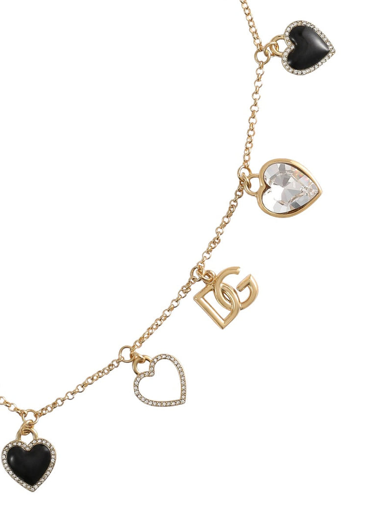 Dolce & Gabbana Heart-Detailed Brass Necklace — Gold Glass Necklaces