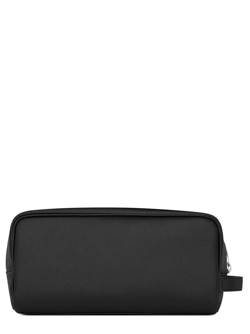 Saint Laurent Logo-Embossed Calfskin Clutch — Black Main: Calf Skin