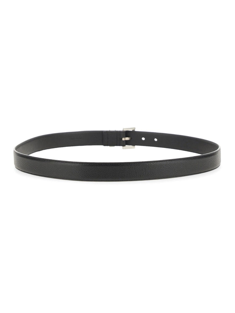 Saint Laurent Cassandre Belt — Black Calf Leather