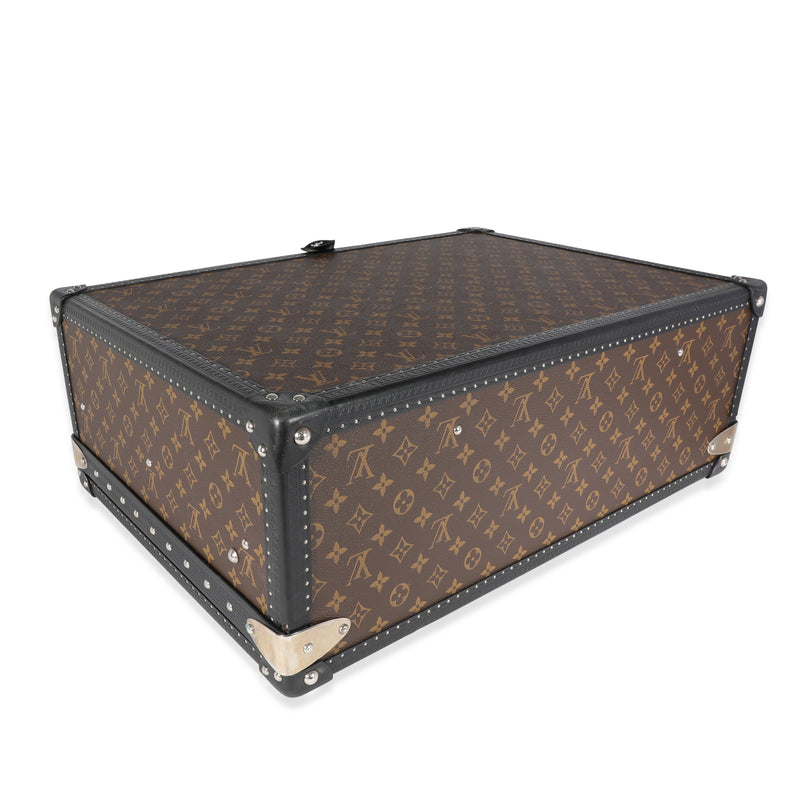Louis Vuitton Monogram Macassar & Black Leather Alzer Trunk 60 Brown Coated Canvas; Handbag
