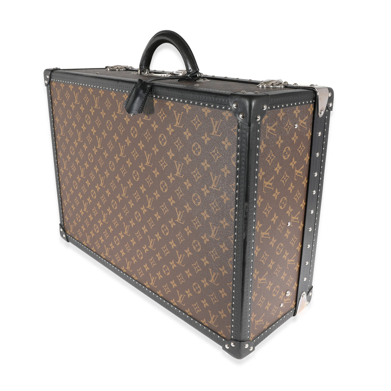 Louis Vuitton Monogram Macassar & Black Leather Alzer Trunk 60 Brown Coated Canvas; Handbag