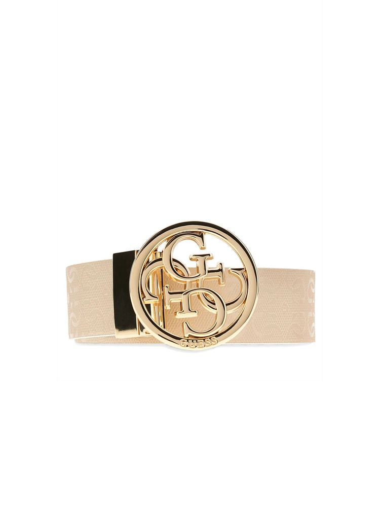 Guess Logo-Embossed Belt — Beige Polyester
