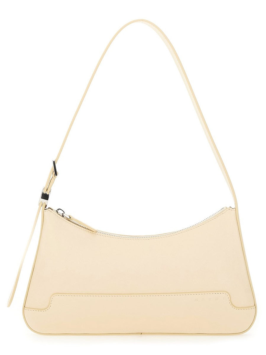 Marni Calf Leather Shoulder Bag — Beige