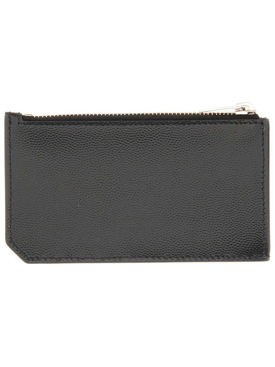 Saint Laurent Calfskin Card Case — Black Main: Wallets & Purses