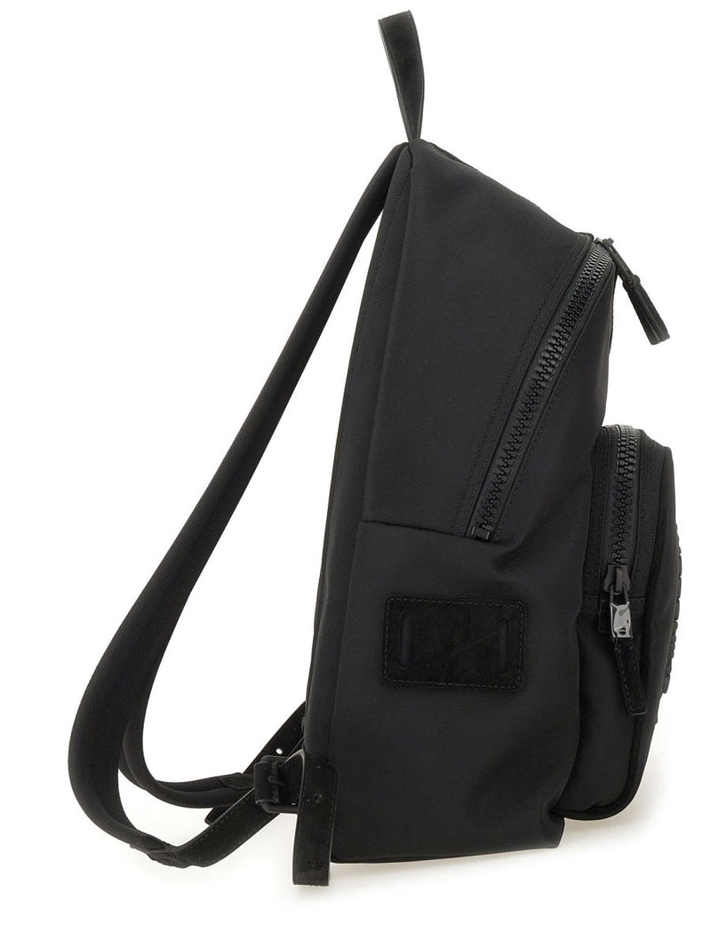 Moschino Logo-Embroidered Backpack — Black Polyester