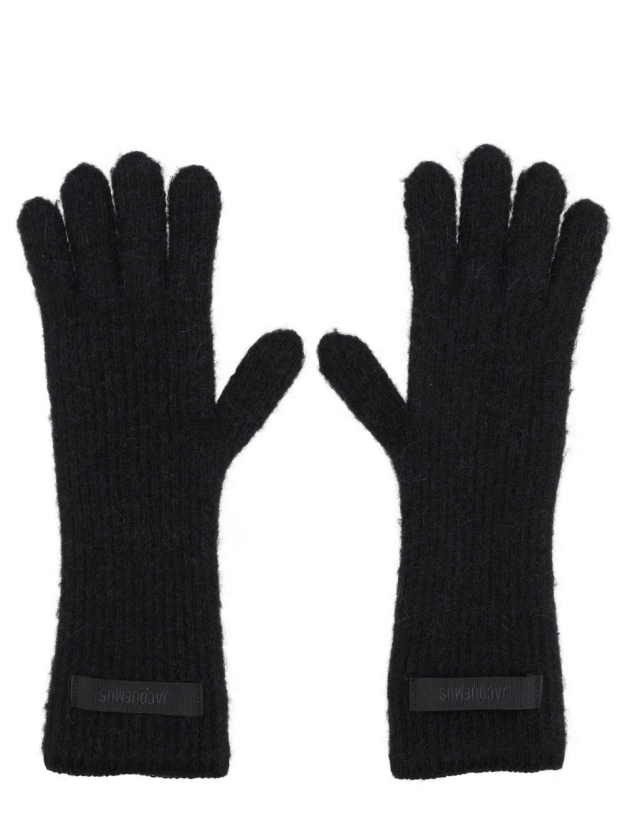 Jacquemus Logo Alpaca Wool Gloves — Black