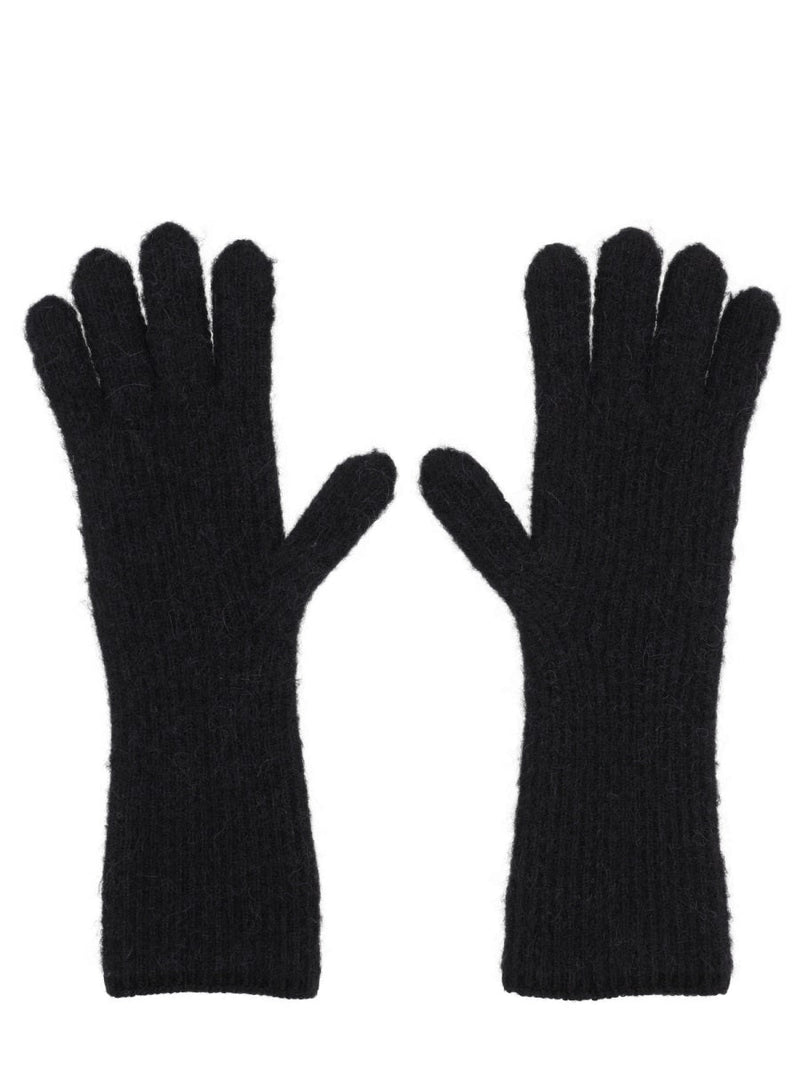 Jacquemus Logo Alpaca Wool Gloves — Black