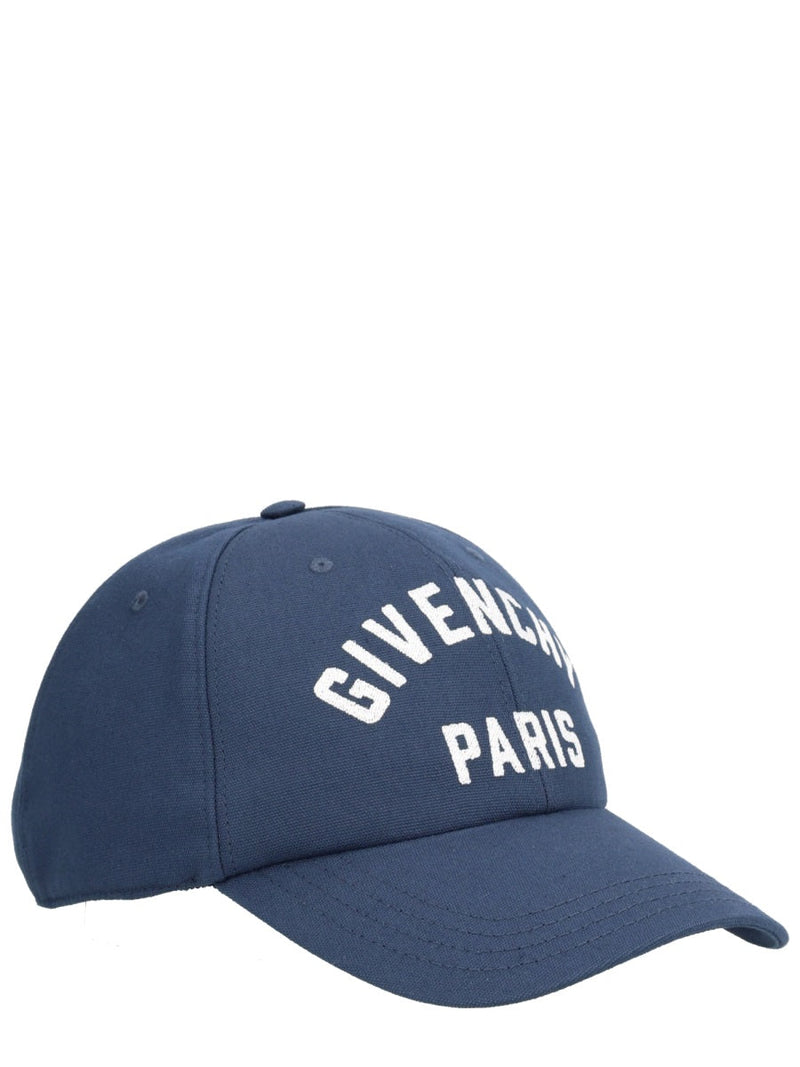 Givenchy Bpz0bwp0xv_410 Embroidered Logo Cotton Baseball Cap — Blue Caps