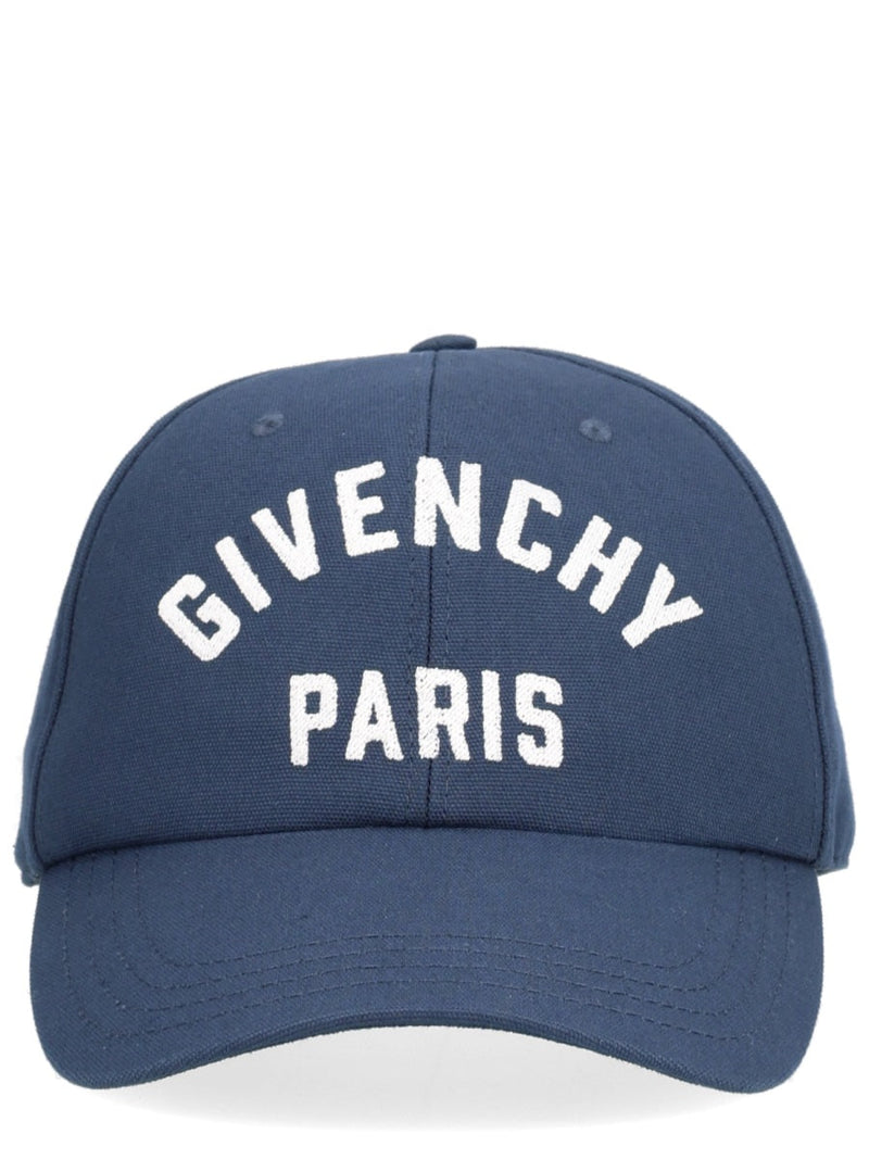 Givenchy Bpz0bwp0xv_410 Embroidered Logo Cotton Baseball Cap — Blue Caps
