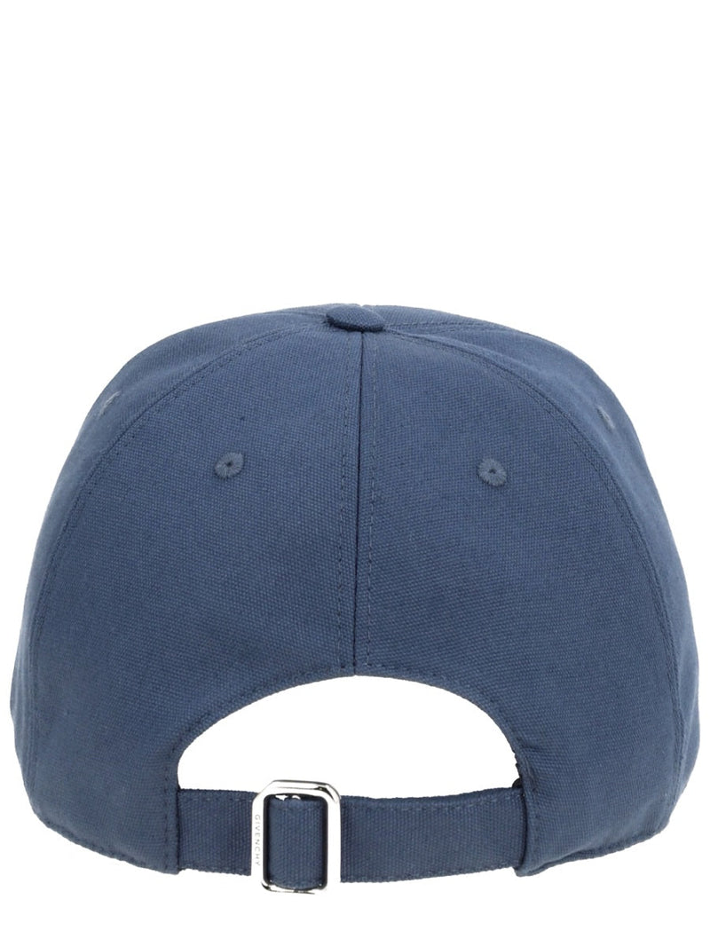 Givenchy Bpz0bwp0xv_410 Embroidered Logo Cotton Baseball Cap — Blue Caps