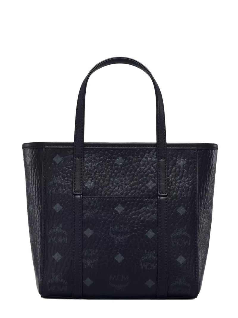 Mcm Monogram Polyurethane Mini Tote — Black