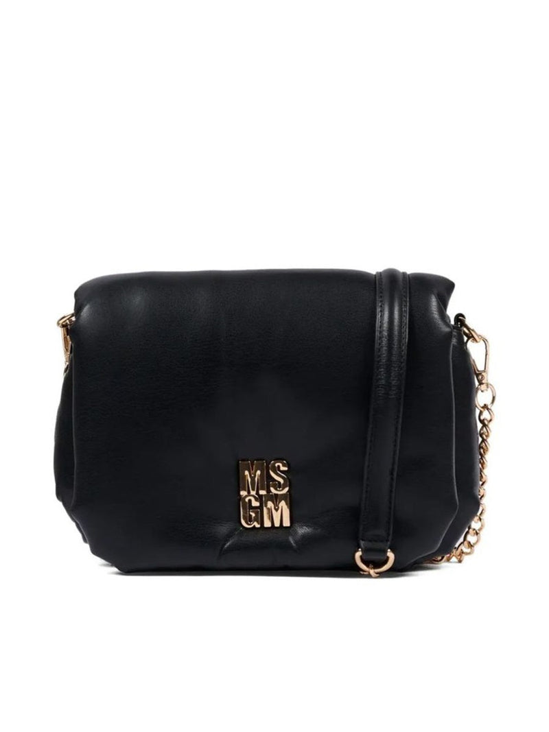 Msgm Eco-Leather Shoulder Bag — Black Polyurethane Fibre