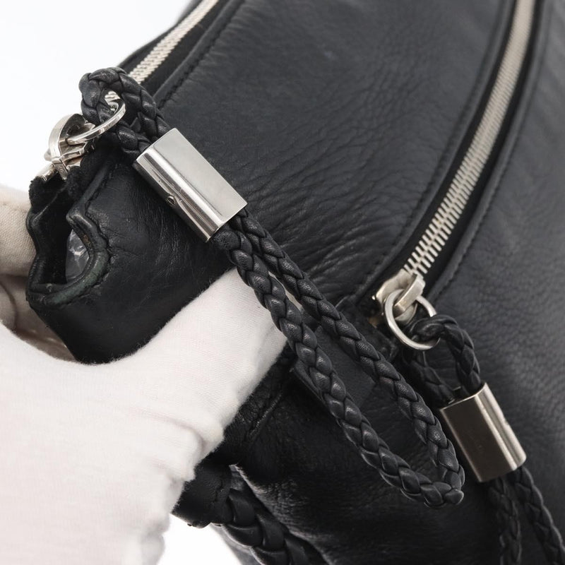 Gucci Braided Strap Zip Messenger Leather Black