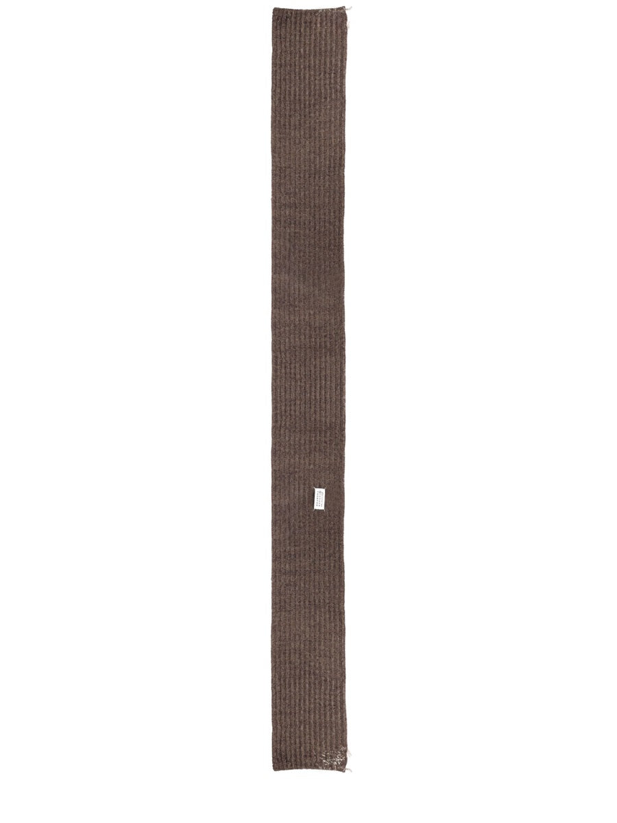 Maison Margiela Virgin Wool And Cotton Blend Scarf — Brown Scarfs