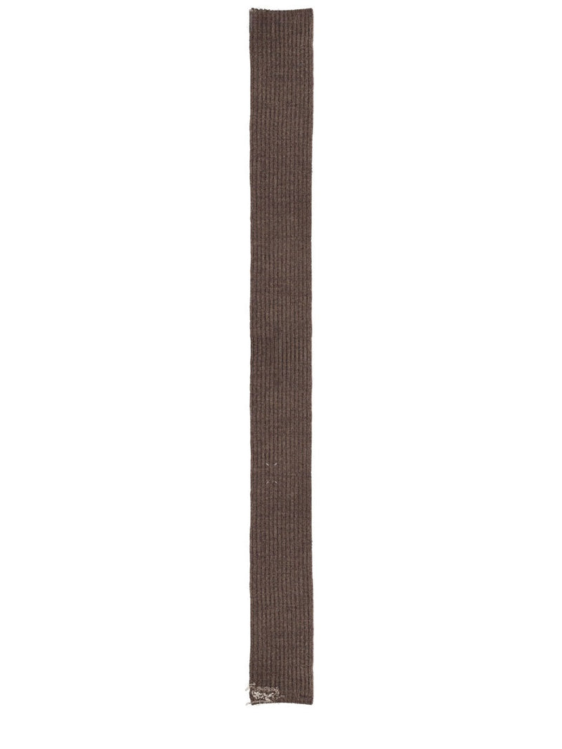 Maison Margiela Virgin Wool And Cotton Blend Scarf — Brown Scarfs