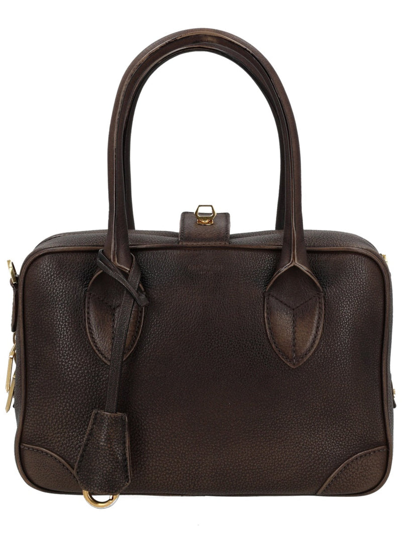Golden Goose Life Top Handle Bag — Brown Cow Leather