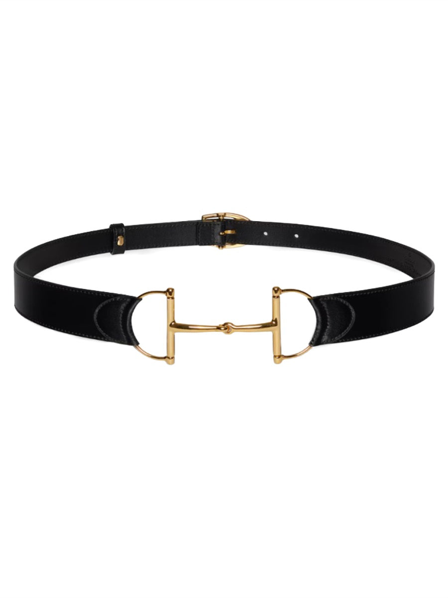 Gucci Oversize Clamp Calfskin Belt — Black