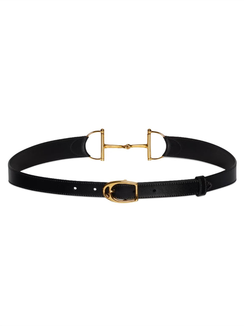 Gucci Oversize Clamp Calfskin Belt — Black
