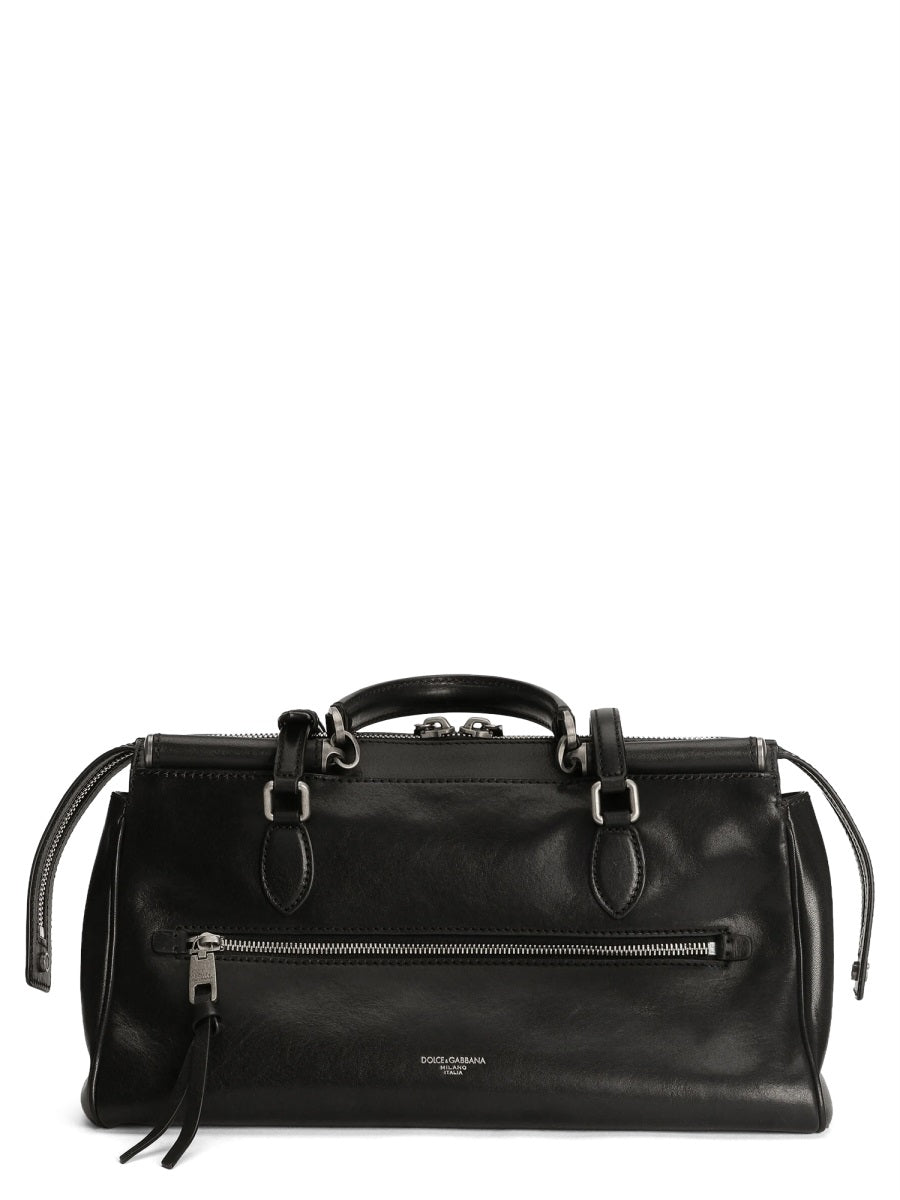 Dolce & Gabbana Victory Shoulder Bag — Black Leather Pvc